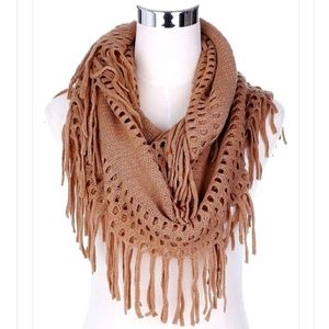 Fringe Knit Infinity Scarf
